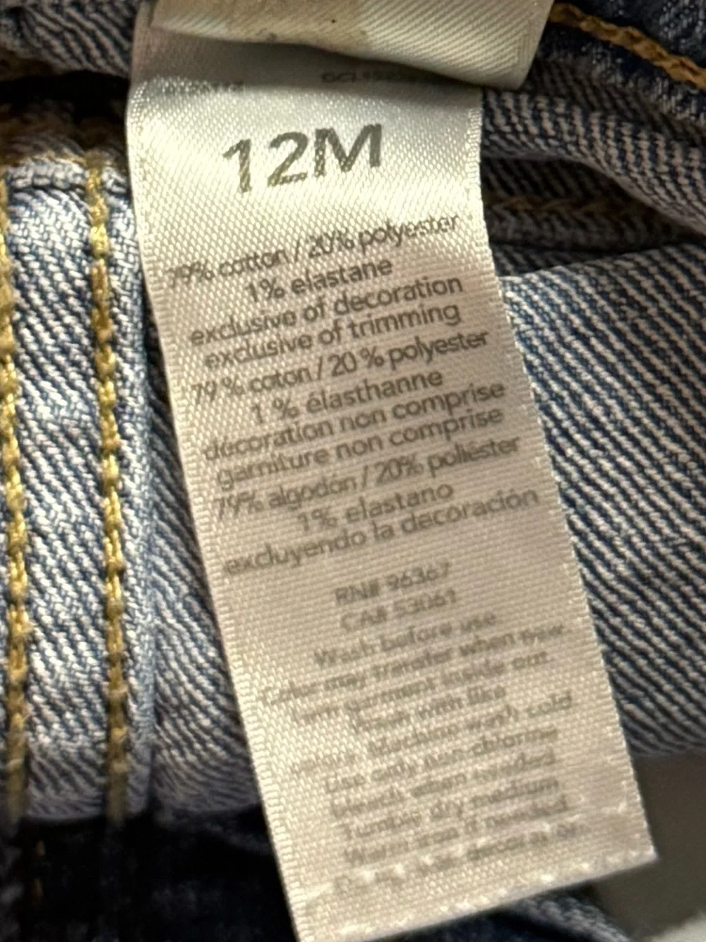 OshKosh B'gosh Baby Jeans Denim Straight Leg Size 12 Months